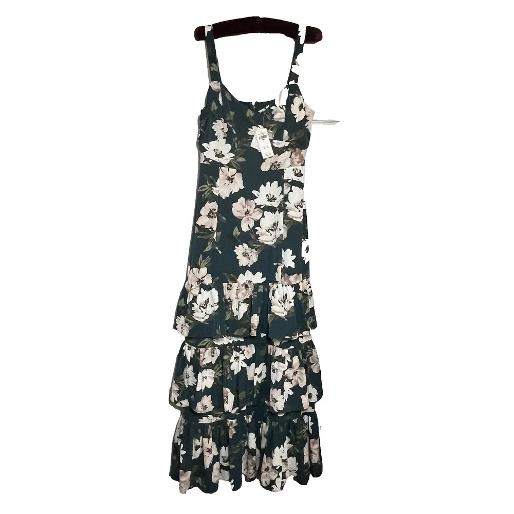 Abercrombie & Fitch Drama Tiered Romantic Maxi Dress Floral Empire waist NWT